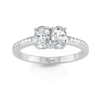 Sterling Silver Us2gether Oval Two-Stone CZ Ring - W-1660 ,