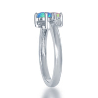 Sterling Silver Us2gether Round Pink and Blue Opal Ring - W-1700 ,
