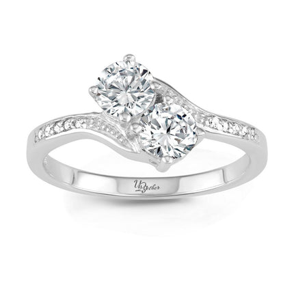 Sterling Silver Us2gether Round Two-Stone CZ Ring - W-1661 ,