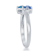 Sterling Silver Us2gether Two-Stone Blue Opal CZ Ring - W-1691 ,
