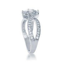 Sterling Silver Us2gether Two-Stone CZ Open Sides Ring - W-1674 ,