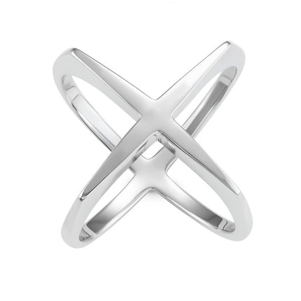 Sterling Silver Wide Boxy X Ring - W-1631 ,