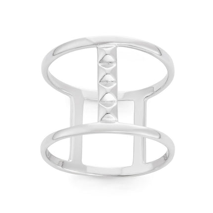 Sterling Silver Wide Double Row with Bars Ring - W-1546 ,