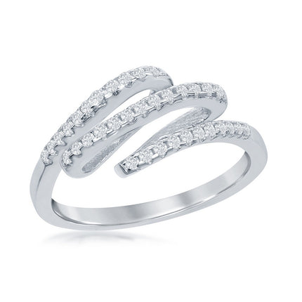 Sterlng Silver Triple CZ Row Ring - W-1322 ,