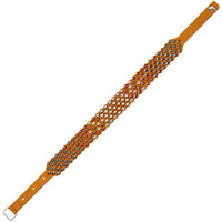 Swarovski Women's Bracelet - Power Brown Fabric and Red, Gold Crystals | 5572734 ,