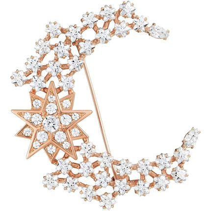 Swarovski Women's Brooch - MoonSun Rose Gold Tone Plated with Star Motif | 5489775 ,