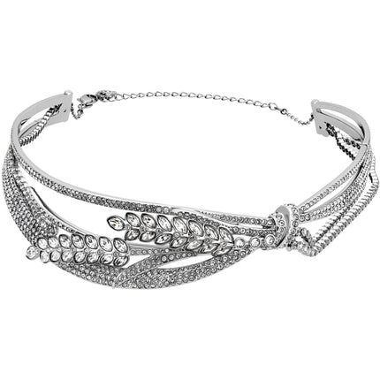 Swarovski Women's Choker Necklace - Lucia Rhodium Plated Clear Crystal Knot | 5388861 ,