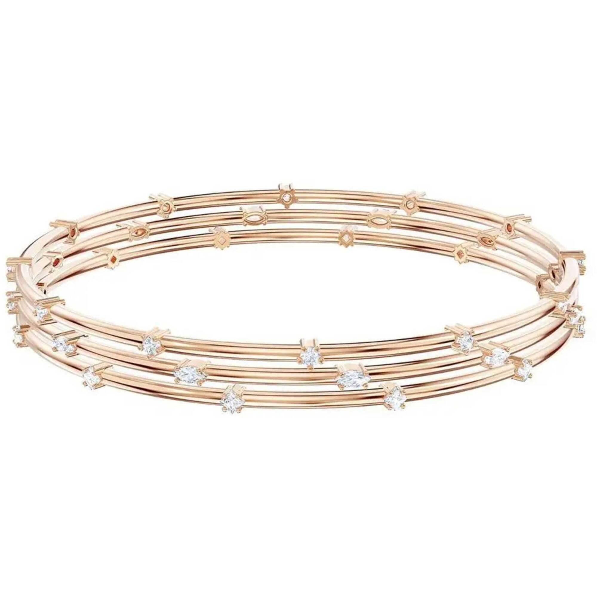Swarovski Women's Cluster Bangle MoonSun White Crystal Rose Gold Pla