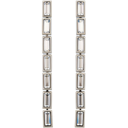 Swarovski Women's Drop Earrings - Fluid Palladium Plated Grey Crystals Long | 5455643 ,