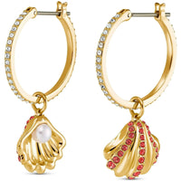 Swarovski Women's Earrings - Shell Pearl Yellow Gold Red and White Crystal | 5524185 ,