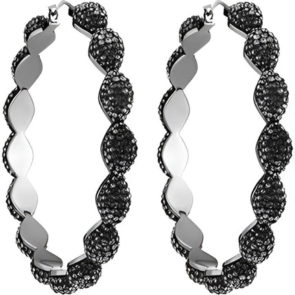Swarovski Women's Hoop Pierced Earrings - Atelier Black Crystals Moselle | 5455694 ,
