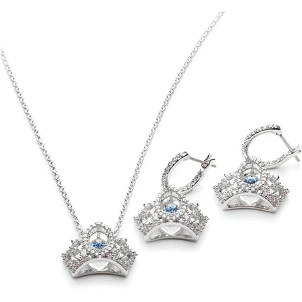 Swarovski Women's Jewelry Set - Bee A Queen Rhodium Plated Blue Crystal | 5510988 ,