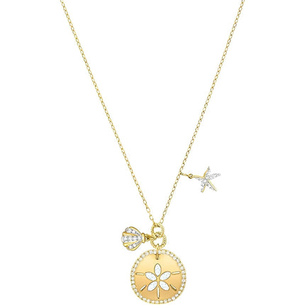 Swarovski Women's Necklace - Gold Ocean Sand Coin with Starfish and Shell | 5462580 ,