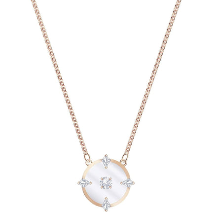 Swarovski Women's Necklace - North White Crystal Rose Gold Disc Pendant | 5488400 ,