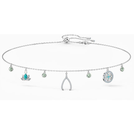 Swarovski Women's Necklace - Symbolic Rhodium Plated Blue, Green Crystals | 5521449 ,