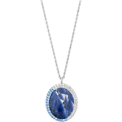 Swarovski Women's Pendant Necklace - Rhodium with Blue and Clear Crystals | 5135151 ,