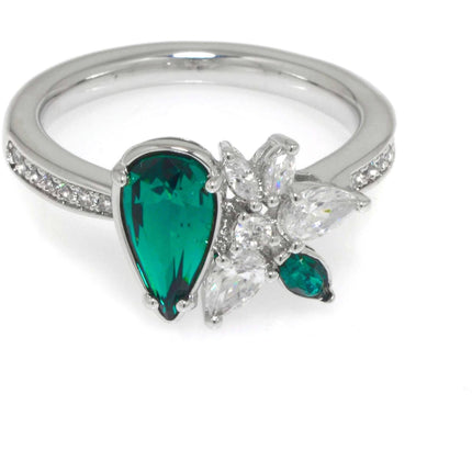 Swarovski Women's Ring - Botanical Emerald Crystal Rhodium Plated, Size 7 | 5535820 ,