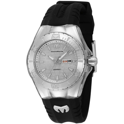 Technomarine Women's Watch - Cruise Monogram Silver Tone Dial Black Strap | TM-122016 ,