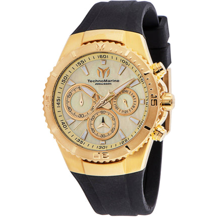 Technomarine Women's Watch - Manta Quartz Gold MOP Dial Black Strap | TM-220072 ,