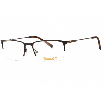 Timberland Men's Eyeglasses - Matte Dark Brown Half Rim Rectangular Frame | TB1758 049 ,