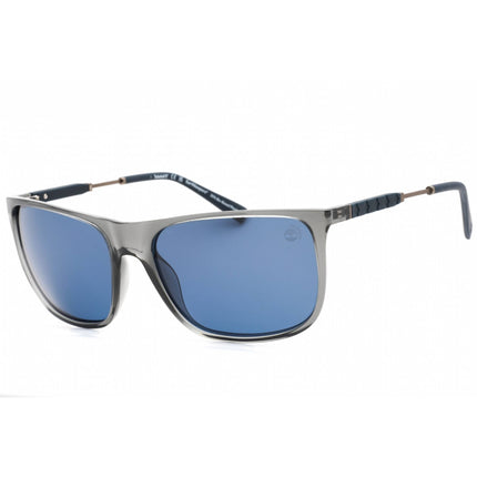 Timberland Men's Sunglasses - Shiny Crystal Gray/Blue Rubber Full Rim | TB9281 20D ,