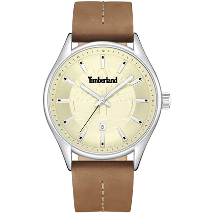 Timberland Men's Watch - Classic Beige Dial Tan Leather Strap Date | TDWGB9001003 ,