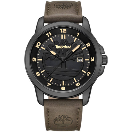Timberland Men's Watch - Classic Black Dial Dark Brown Leather Strap | TDWGB9002102 ,