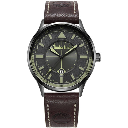 Timberland Men's Watch - Classic Grey Dial Dark Brown Leather Strap | TDWGB2181502 ,