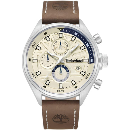 Timberland Men's Watch - Dress Sport Beige Dial Leather Strap Chrono | TDWGC9000403 ,