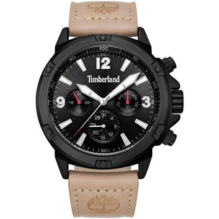 Timberland Men's Watch - Dress Sport Black Dial Light Brown Strap | TDWGF9002702 ,