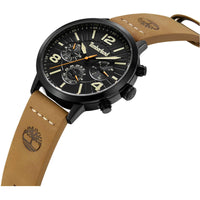 Timberland Men's Watch - Dress Sport Black Dial Tan Strap Day-Date | TDWGF2182201 ,