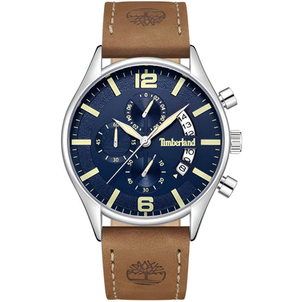 Timberland Men's Watch - Dress Sport Blue Dial Brown Strap Chrono | TDWGC9001202 ,