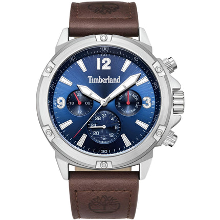 Timberland Men's Watch - Dress Sport Blue Dial Brown Strap Day-Date | TDWGF9002701 ,