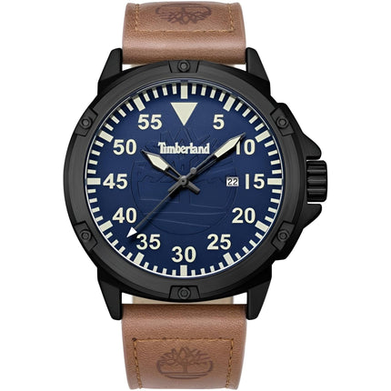 Timberland Men's Watch - Quartz Black Steel Case Beige Leather Strap | TDWGB9002803 ,