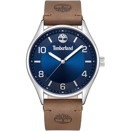 Timberland Men's Watch - Quartz Blue Dial Beige Genuine Leather Strap | TDWGA9001101 ,