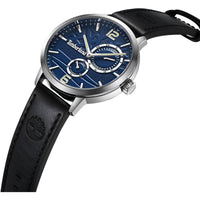 Timberland Men's Watch - Quartz Blue Dial Black Genuine Leather Strap | TDWGF2182101 ,