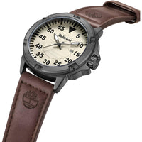 Timberland Men's Watch - Quartz Cream Dial Brown Genuine Leather Strap | TDWGB9002802 ,