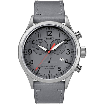 Timex Men's Chronograph Watch - Waterbury Silver Tone Case Grey Strap | TW2R70700VQ ,