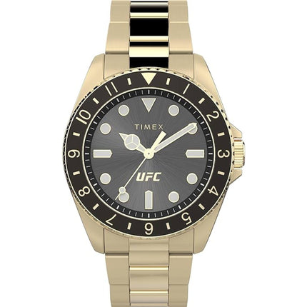 Timex Men's Watch - UFC Debut Quartz Black Dial Yellow Gold Bracelet | TW2V96100GP ,