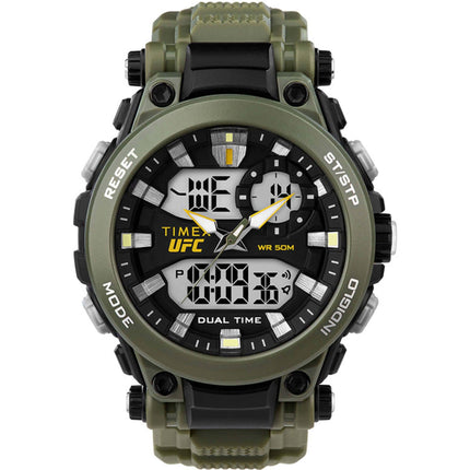 Timex Men's Watch - UFC Impact Analog-Digital Black Dial Green Strap | TW5M52900JT ,