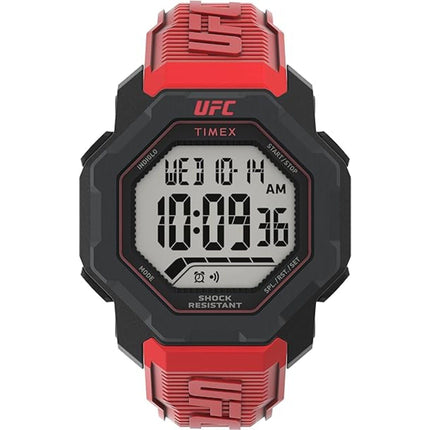 Timex Men's Watch - UFC Knockout Chrono Grey Digital Dial Red Resin Strap | TW2V88200 ,