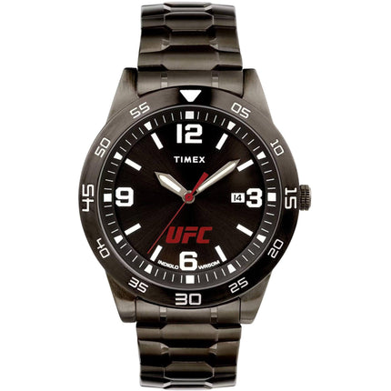 Timex Men's Watch - UFC Legend Black Dial Quartz Gunmetal Steel Bracelet | TW2V56200JT ,