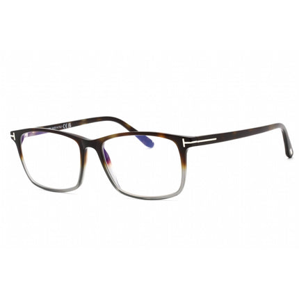 Tom Ford Men's Eyeglasses - Shiny Havana/Grey Rectangular Plastic Frame | FT5584-B 056 ,