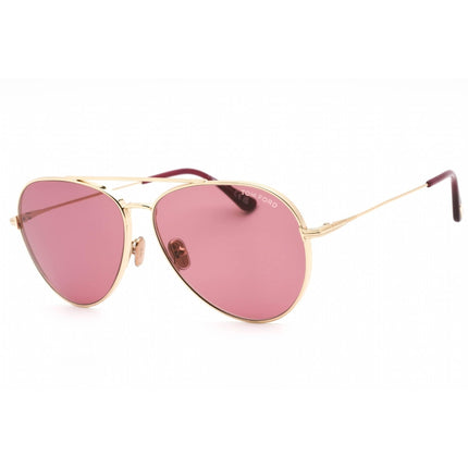 Tom Ford Unisex Sunglasses - Gold Metal Aviator Shape Frame Violet Lens | FT0996 32Y ,
