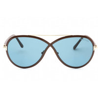 Tom Ford Unisex Sunglasses - Shiny Dark Brown Metal Frame Blue Lens | FT1007 48V ,