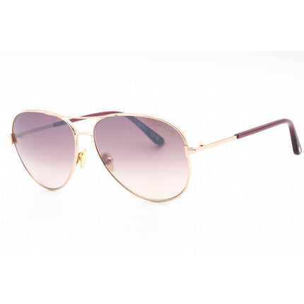 Tom Ford Unisex Sunglasses - Shiny Rose Gold Full Rim Aviator Frame | FT0823 CLARK 28U ,