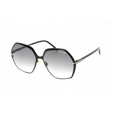 Tom Ford Women's Sunglasses - Shiny Black Metal Geometric Shape Frame | FT0912 01B ,