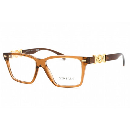 Versace Unisex Eyeglasses - Transparent Brown Plastic Rectangular Frame | 0VE3335 5028 ,