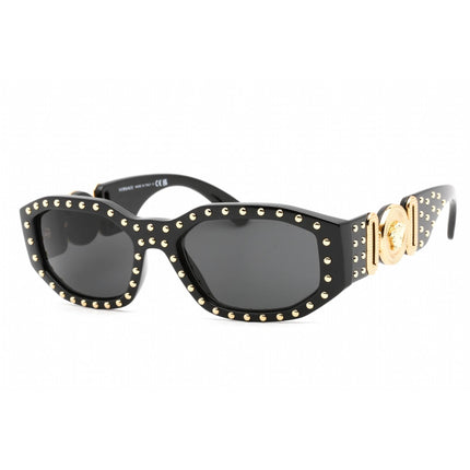 Versace Unisex Sunglasses - Black/Gold Studded Frame Dark Grey Lens | 0VE4361 539787 ,