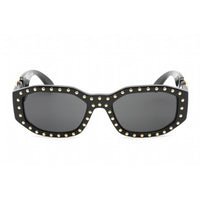 Versace Unisex Sunglasses - Black/Gold Studded Frame Dark Grey Lens | 0VE4361 539787 ,